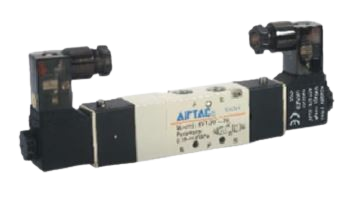 VALVULA DUPLO SOLENOIDE 5/3 VIAS ROSCA 1/4 24V - CENTRO FECHADO