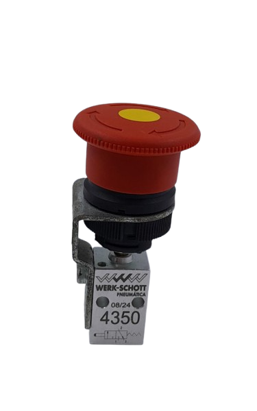 VALVULA 3 VIAS BOTAO MOLA R. M5 - BOTAO VERMELHO